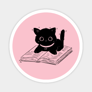 Reading with Kitty: Cute Cat Cartoons for Book Lovers! Magnet